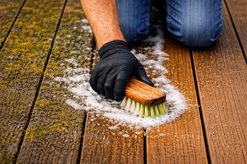 Nettoyage manuel terrasse en bois