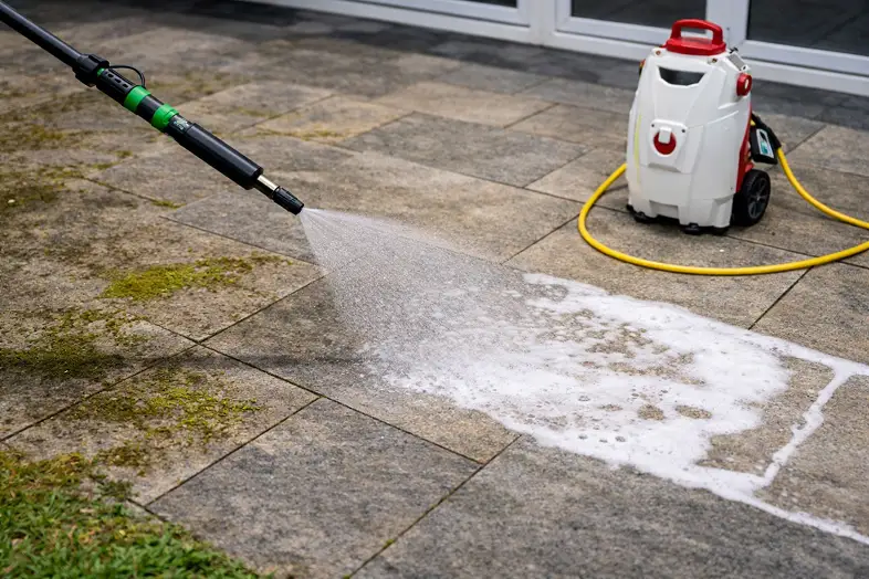 Nettoyage façade à la pompe éléctrique